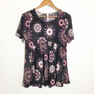 Paisley Grace Peplum Boho Floral Mandala Top